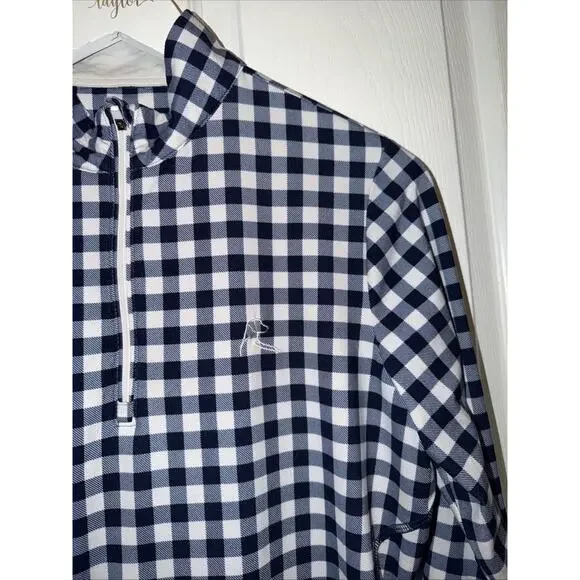 Rhoback Womens Blue Gingham Longsleeve Top Size M 1/4 Zip Golf Sport Tennis - Picture 2 of 8